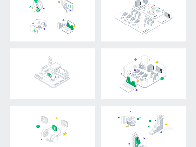 Isometric illustrations set for IoT company