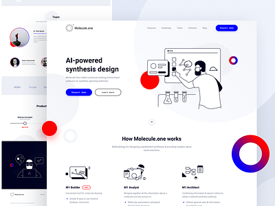 Molecule.one | AI synthesis design analysis chemistry dots gradients illustration synthesis vector