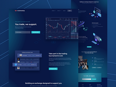 Mothership Landing Page blockchain cryptocurrency dark exchange gradients illustration mothership platform token ui vector