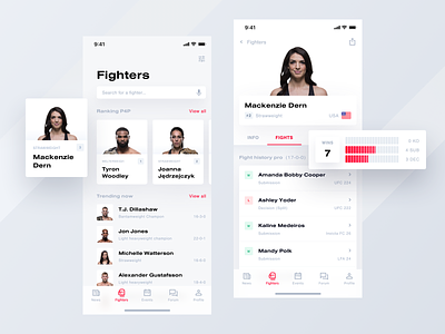 Tapology mobile app | Fighters app fight light mma mobile theme ufc white