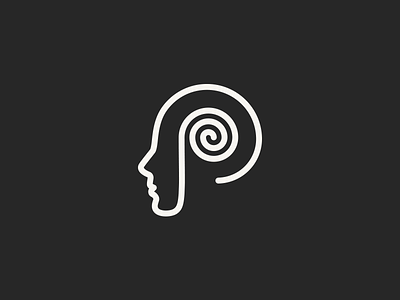 Psychiatry logo for "Patel Psych" brain brand face head identity logo p person psychiatry psychology spiral