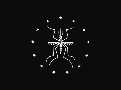 Mosquito Logo brand bug center dark graphic identity insect logo mosquito stars symmetry wings