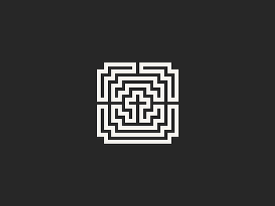 Logo For Christian Youth Group brand christianity cross graphic icon identity labyrinth logo maze religion symmetrical