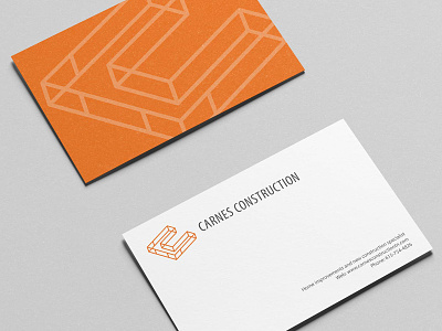 Identity Design For Construction Co. branding business card framework geometric grid identity logo mockup orange stationery