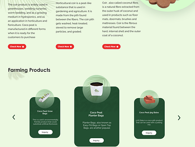 Product category page design for Coir company animation branding category design figma illustration logo product ui ux vector webdesign