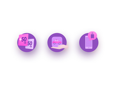 Icons design hand icon illustration interface phone pictogram pink purple taxi ui