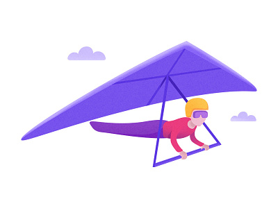 Hang Glinding clouds flat fly glide hang gliding icon illustration vector