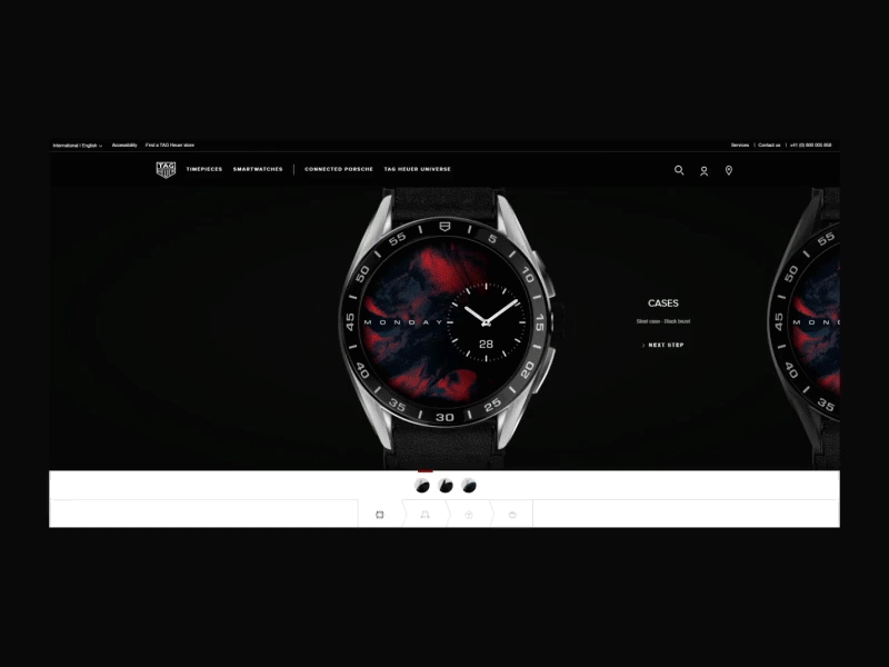TH CALIBRE E4 3d aftereffect animation configurator custom interface luxury personnalize realtime select swipe template ui watch