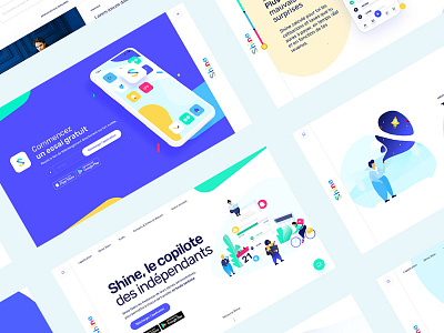 Shine app colors digital illustration minimal site user ux webdesign