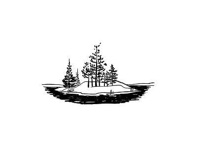 Little Island camping illustration island minimal nature spot illustration trees