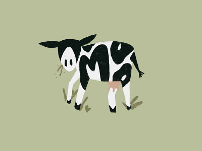 Little Moo cow digital illustration digitalart farm green illustration moon procreate