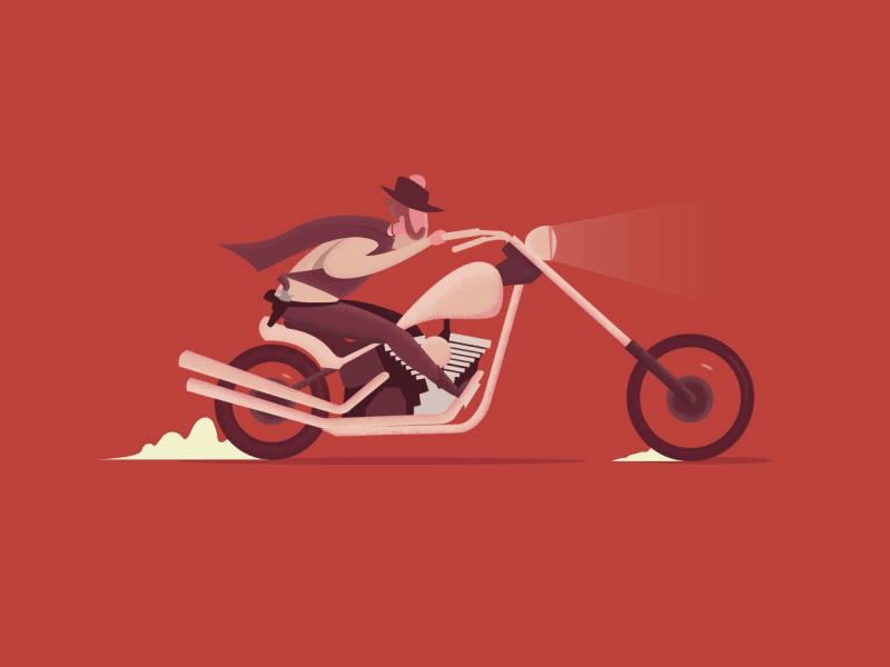 Wonky Wheel Cowboy animation character cowboy illustration motorcycle