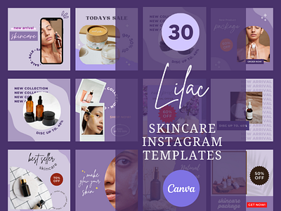 Lilac Skincare Templates Instagram Post app branding canva canva apps design graphic design illustration instagram