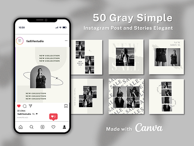 50 Gray Simple Instagram Post and Stories