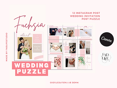 Wedding Invitation Puzzle Instagram Post Canva Templates