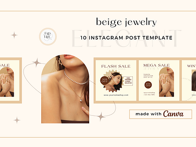 Beige Jewelry Elegant Instagram Post Templates app branding canva canva apps design graphic design illustration instagram logo ui