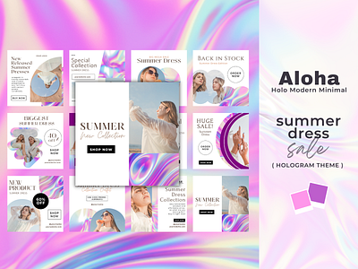 Aloha Hologram Summer Dress Sale Instagram Post Canva Templates