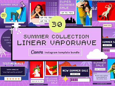 Summer Collection Linear Vaporwave Instagram Post Template app branding canva canva apps design graphic design illustration instagram logo ui