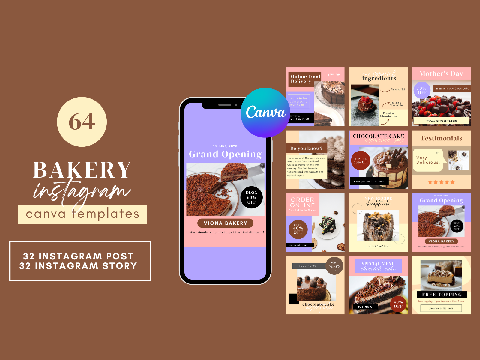 Bakery Instagram Canva Templates by Fadlife Studio on Dribbble