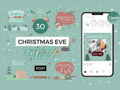 Christmas Eve Instagram Templates app branding canva canva apps canva editable christmas eve design eve graphic design illustration instagram logo template templates ui