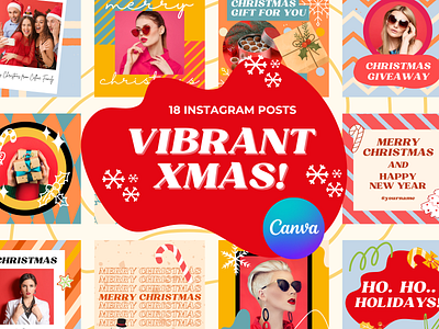 Vibrant XMAS Canva Instagram Post Templates canva canva apps christmas christmas design instagram instagram post posts template