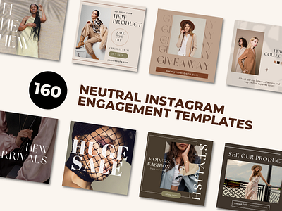 Neutral Instagram Engagement Templates app branding canva canva apps design graphic design instagram template templates