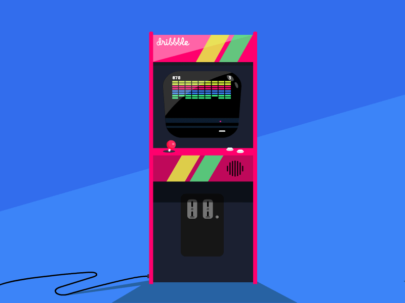 Game on! 2d animate animation arcade debut dribbble game gif joystick old machine thank you thanks