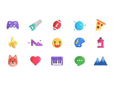 Categories icons set by Yonatan Ziv on Dribbble