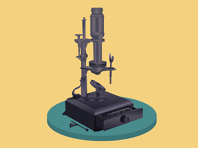 psd drawing of 18th-century Microscope