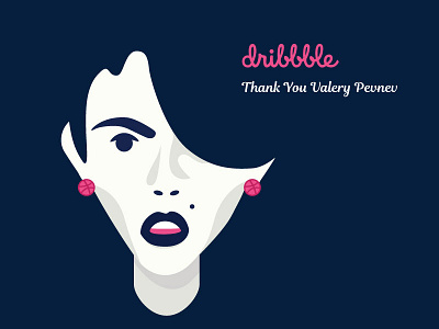 First Dribble Shot illustration invite lips thank you thanks woman woman in dark