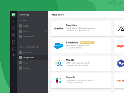 PandaDoc: Integration page concept connection crm systems integration redesign setup ui web