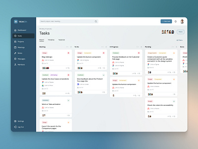 WorkOn - Task Management Tool app design kanban management tool product design project tasks to do ui