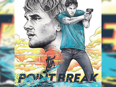 91 Point Break Poster alternative movie poster illustration movie art movie poster pencil drawing point break