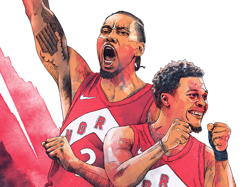 Leaders of the North, 2019 Champs nba playoffs sports illustration toronto raptors nba basketball pencil drawing illustration