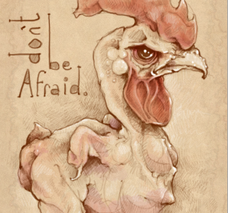 Sketch - Afraid chicken illustration sketch