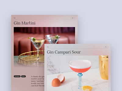 Cocktails 🍸 cocktails cookbook drinks figma gin gin martini gradient martini recipe texture typography