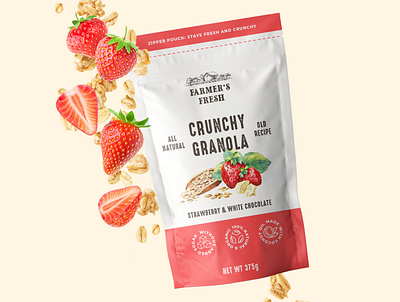 Farmer's Fresh Granola Packaging Design bag brand identity branding cereal design food granola graphic design illustration logo packaging pouch