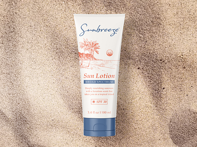 Sunbreeze Sun Lotion Tube Design brand identity branding cosmetic design graphic design illustration logo lotion sun sunscreen