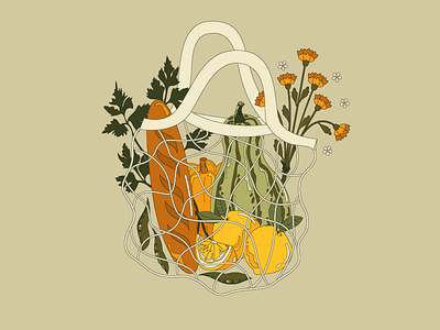 Autumn Shopping design groceries illustration vector veggie