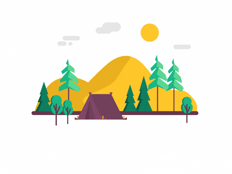 Summer Camp animation camp day gif illustration night summer tent van vectorial