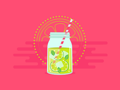 Juicy drink illustration jar juice lemon mojito vector