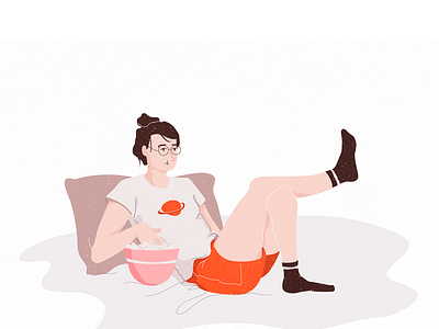 Netflix And Chill girl girl illustration illustration mood netflix sunday tv shows woman