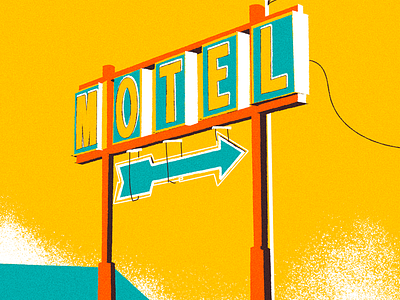 Motel hotel illustration motel sign vector vintage yellow