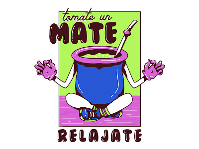 Mate argentina design drink illustration mate relax vector