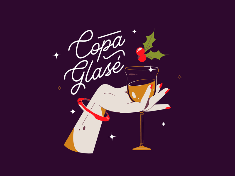 Copa Glasé champagne cheers christmas glass illustration vector woman xmas