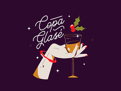 Copa Glasé champagne cheers christmas glass illustration vector woman xmas