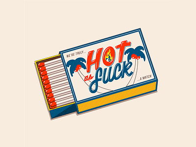 Hot as F*ck fire hot illustration match retro vector vintage