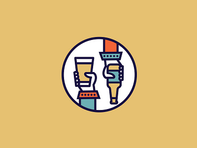 Duo Taproom and To-Go branding flat icon illustration logo vector