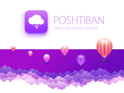Poshtiban logo (FILE HOSTING service) baloon cloud logo purple ui