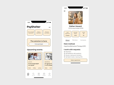 Mental care app / Mobile UI app design ui